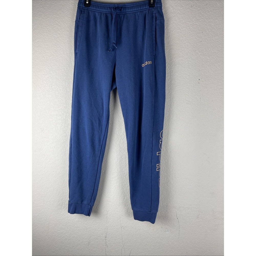 Adidas Men's Small Blue Cotton Blend Jogger Sweatpants Elastic Waist Drawstring